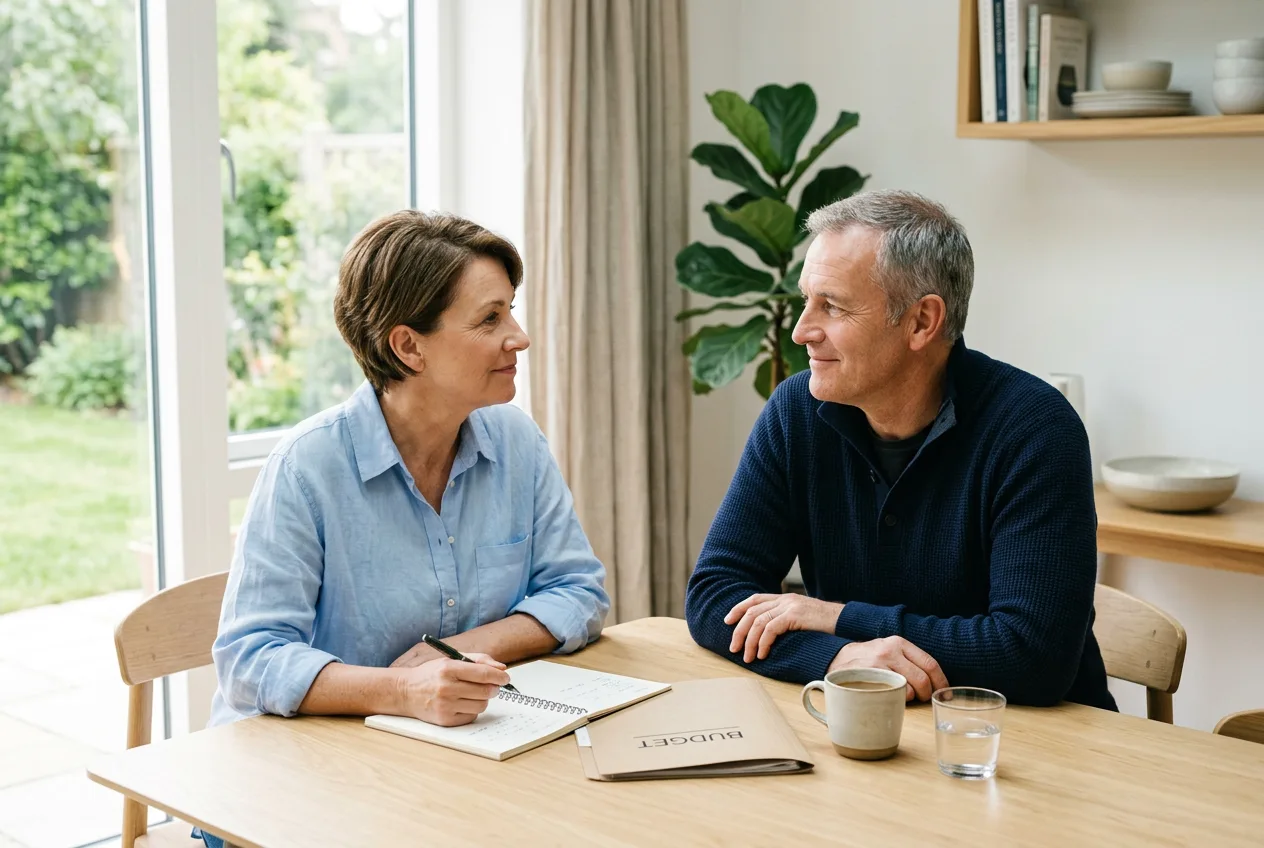 Illustrative scene of a couple planning their finances together at home